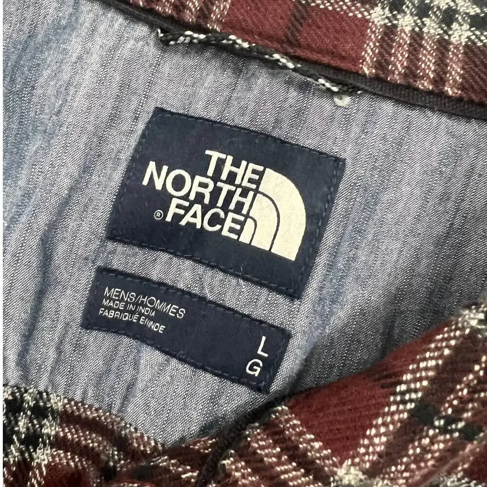 THE NORTH FACE Maroon Plaid Button Up Long Sleeve Shirt SZ Large